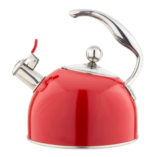 Viking Stainless Steel 2.6 Quart Whistling Tea Kettle - Red