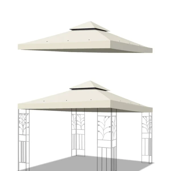 BenefitUSA Replacement Canopy Top Cover for 10'x10' Gazebo Polyester Double Tiers for Outdoor Garden Patio Pavilion Sunshade (Ecru)