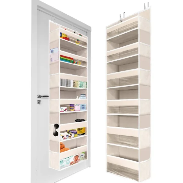 Homelux Theory Upgraded 1 PC Over The Door Organizer 55x14x6.7, 6 Large Capacity Front & 12 Mesh Side Pockets, Over Door Organizer Hanging Storage