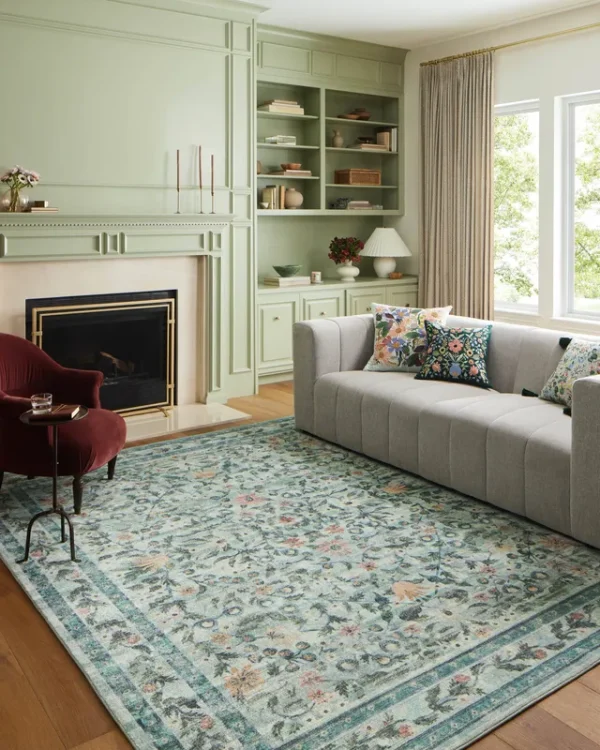 Rifle Paper Co. x Loloi 2'3" x 3'9" Oval Eve Sage Small Courtyard Feat. CloudPile COU-03 Area Rug