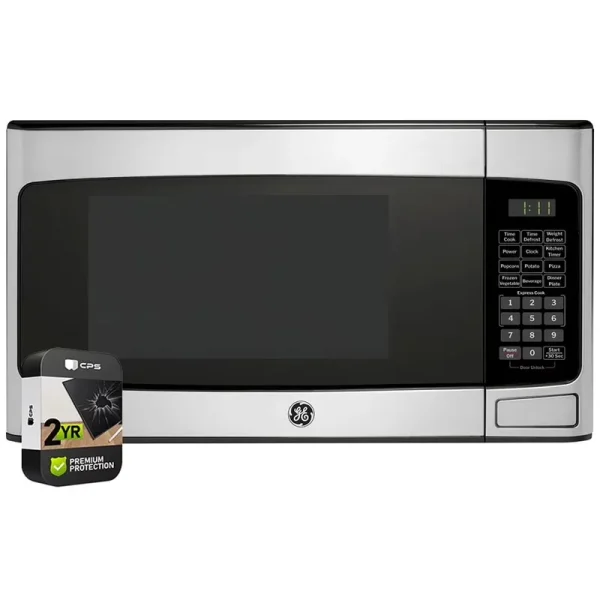 GE GCST11N1WSS 1.1 Cu. Ft. Countertop Microwave Oven 950 Watts Stainless Steel Bundle with 2 YR CPS Enhanced Protection Pack