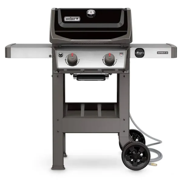 Weber Spirit II E-210 2-Burner Natural Gas Grill with Side Shelves, Black