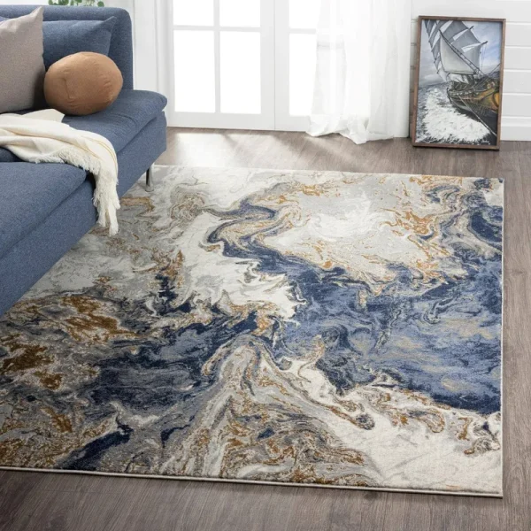 Luxe Weavers Marble Swirl Abstract Area Rug, Blue 6x9
