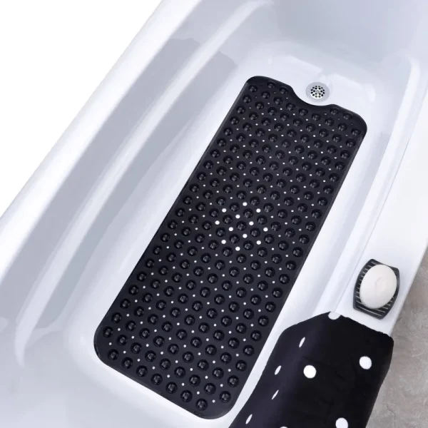 SlipX Solutions Extra Long Vinyl Bath Mat - Solid Black
