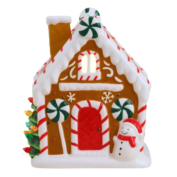 Mr. Christmas 7 in. Nostalgic Ceramic Lit Gingerbread House Brown