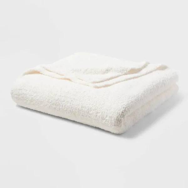 Full/Queen Cozy Chenille Bed Blanket White - Threshold