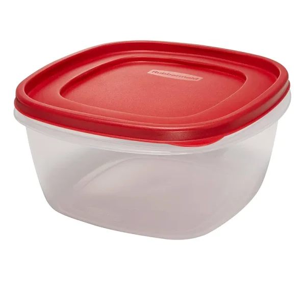 Rubbermaid Food Storage Container with Easy Find Lid, Red/Clear, 14 Cup