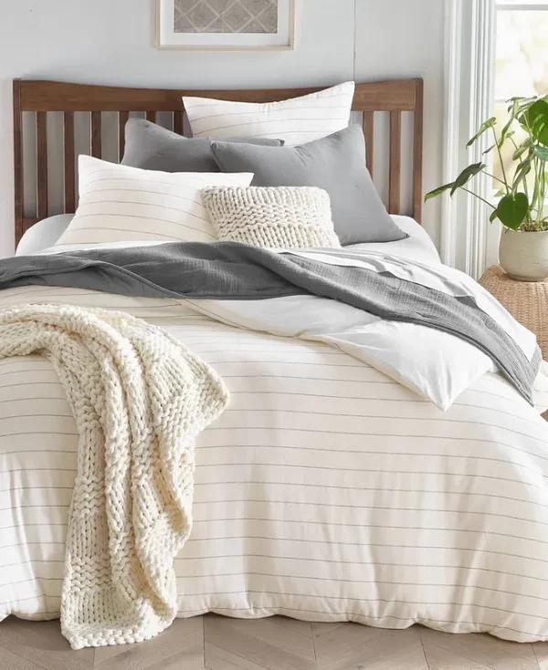 Oake Sedona Stripe Cotton Hemp 3-Pc. Duvet Cover Set, King, Created for Macy's - Sedona Stripe