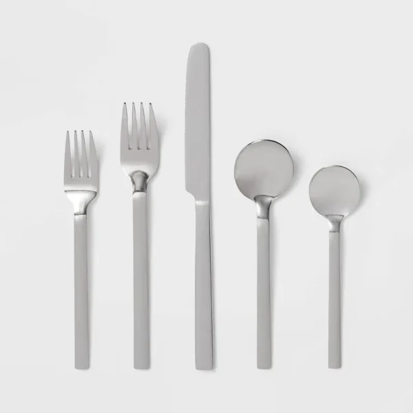 20pc Squared Straight Flatware Set Stainless Steel - Room Essentials
