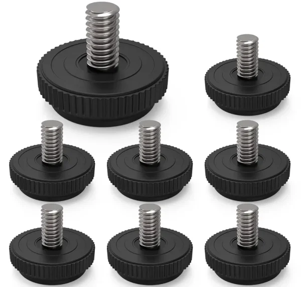 ONEHOME 8 Pack 5/16-18 Stainless Steel Adjustable Threaded Furniture Leg Leveling Feet Screw-In Glide Levelers,Screw Foot Levelers Screw On
