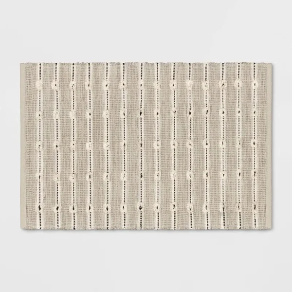 2'x3' Woven Striped Flatweave Rug Black/Cream - Threshold