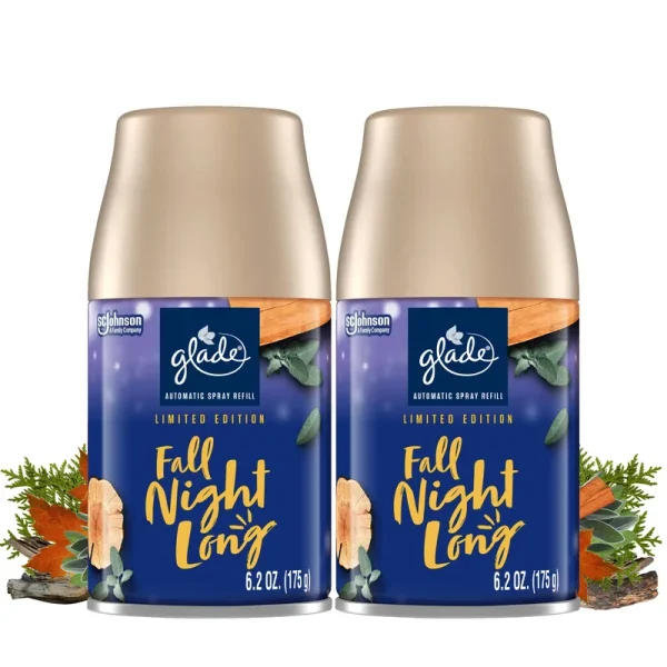 Glade Automatic Spray Refill, Air Freshener, Fall Night Long, 2 Refills, 6.2 oz Each