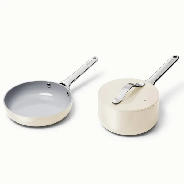 Caraway Home Mini Fry Pan & Sauce Pan Duo, Cream