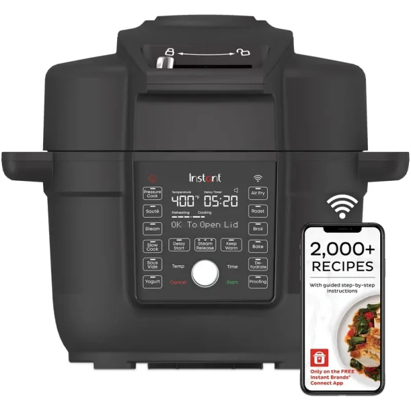 Instant Pot Duo Crisp 6.5 Quart Ultimate Lid with Wifi, 13-in-1 Air Fryer and Pressure Cooker Combo Black