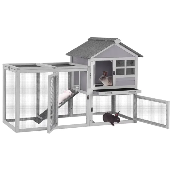 Rabbit Hutch Outdoor Bunny Hutch Indoor Rabbit Cage Wooden Habitat Small Animal Pet Poultry Cage