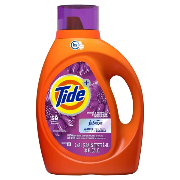 Tide Plus Febreze Liquid Laundry Detergent, Spring & Renewal, 84 fl oz, 59 Loads