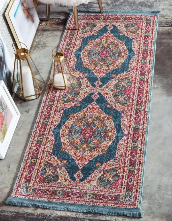 Unique Loom Baracoa Regla Rug Turquoise / Runner 2' 2 x 6'