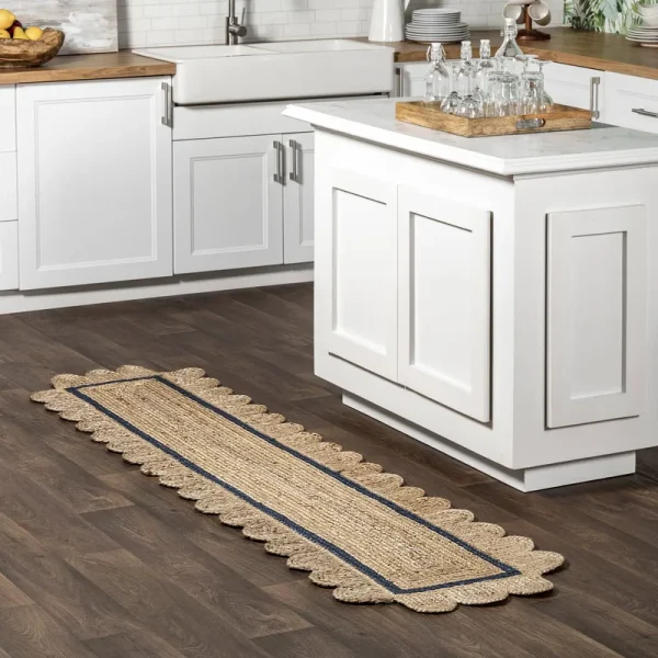nuLOOM Tera Petals Braided Jute Runner Rug - 2' x 8', Blue