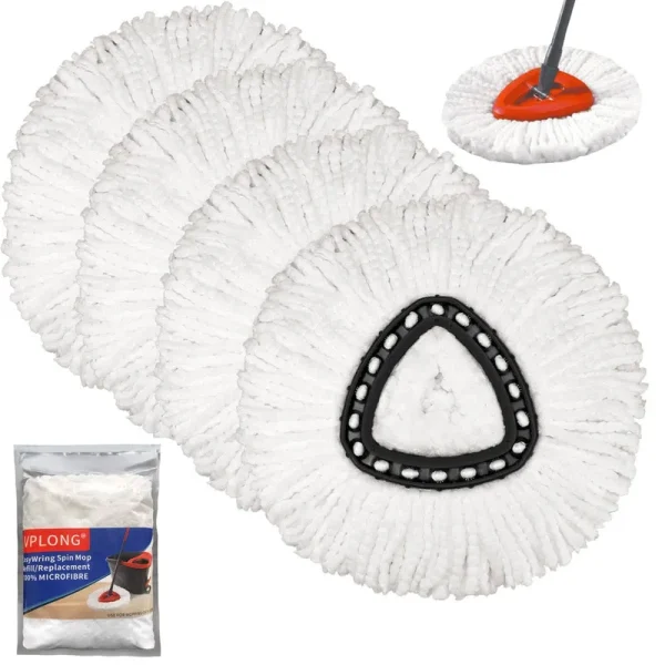 VPLONG 4Pack Spin Mop Heads Replacements for O Cedar Spin Mop, Easy Cleaning Spin Mop Refills Microfiber Mop Heads, 360Degree Easy Wring Dust Mop Head