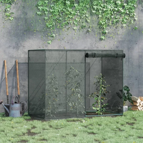 Outsunny 6 x 3ft Tall Crop Cage, Plant Protection Tent, with Zippered Door, Storage Bag and Ground Stakes, for Garden, Yard, Lawn, Black