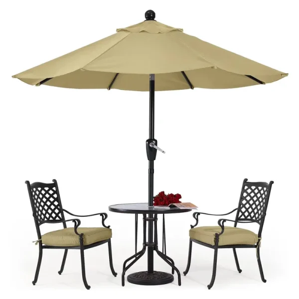 Patio Umbrella with Push Button Tilt 8 Ribs Khaki / 9ft