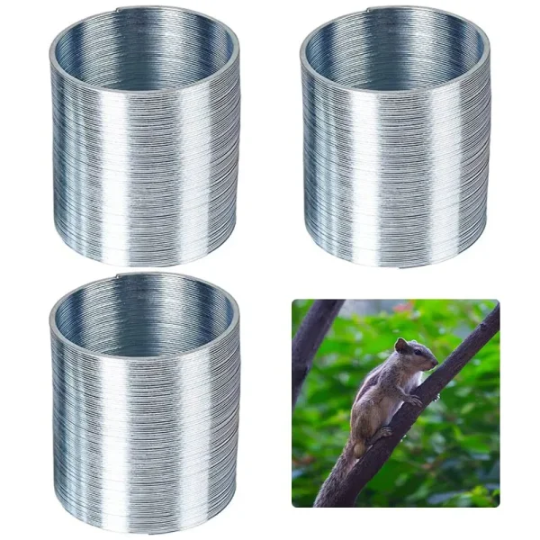 Lezobang 3pcs Metal Squirrel Barrier Squirrel Guard, Squirrel Baffle for Bird Feeders, Squirrel Spring Coil Guard Protects Hanging Bird Feeders for