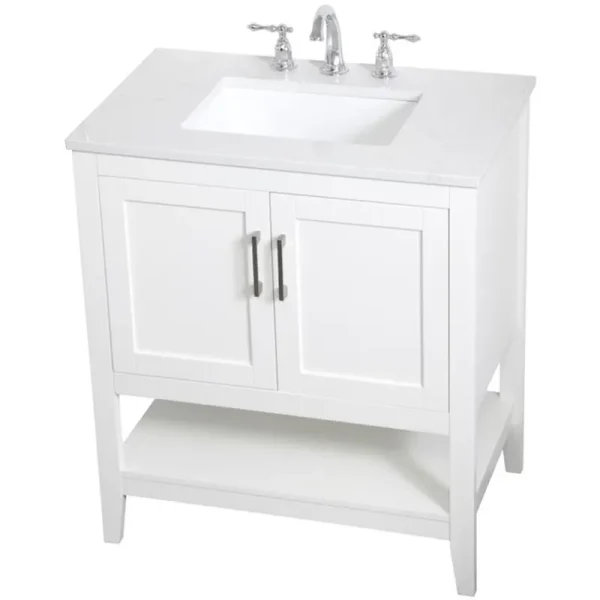 30 in Single Bathroom Vanity in White