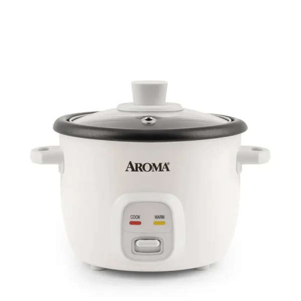 Aroma Housewares 4-Cups Cooked 1qt. Rice Grain Cooker ARC-302NG, White