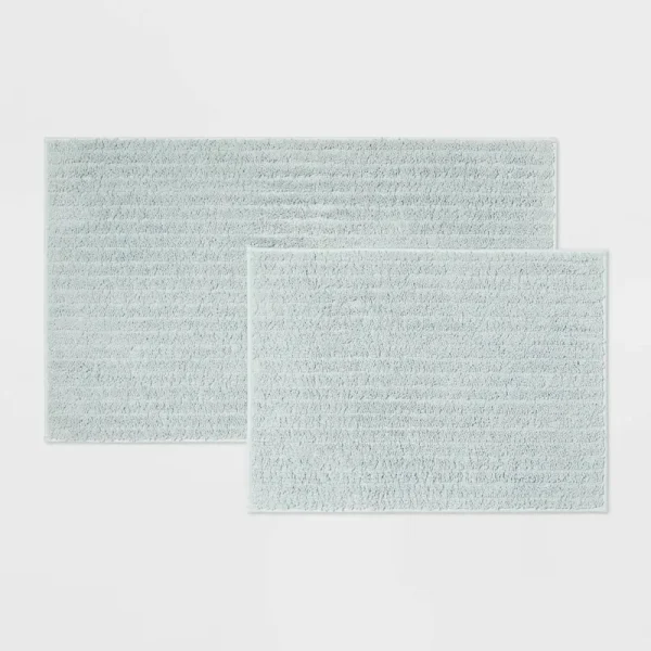 2pk Quick Dry Bath Rug Set Aqua - Threshold
