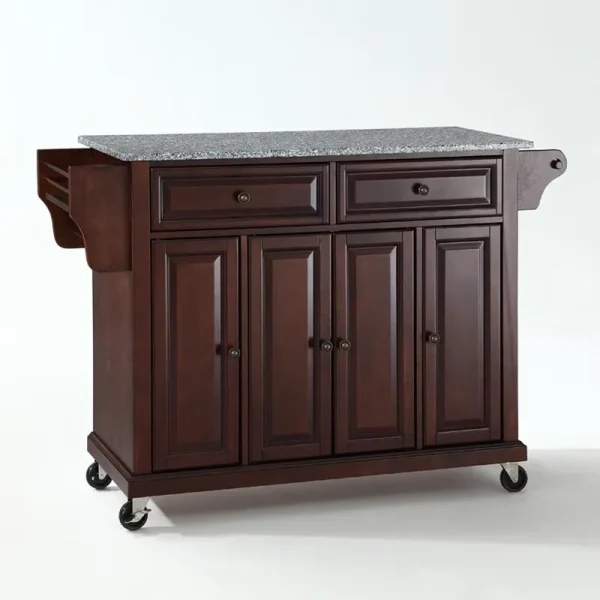 Crosley Furniture Solid Granite Top Kitchen Cart in Mahogany