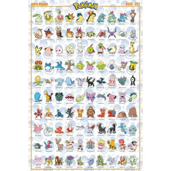 Pokemon Johto Poster - Multicolored, One Size