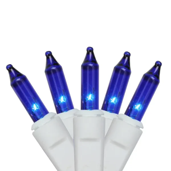 Northlight Set of 100 Blue Mini Icicle Incandescent Christmas Lights 3" Spacing - White Wire