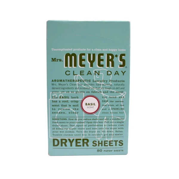 Mrs. Meyer's Clean Day Dryer Sheets, Basil, 80 ct