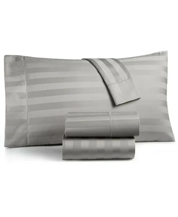 Charter Club Damask Stripe Queen 4-pc Sheet Set, 550 Thread Count 100% Supima Cotton, Created for Macy's - Gray