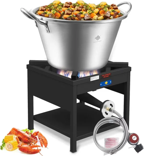 41QT Mexican Cazo Para Carnitas Set, 200, 000BTU Propane Burner, 21" Heavy Duty Outdoor Wok Set, Great for Carnitas, Braising, Seafood Boiling, Inoxidable Wok Comal Fry