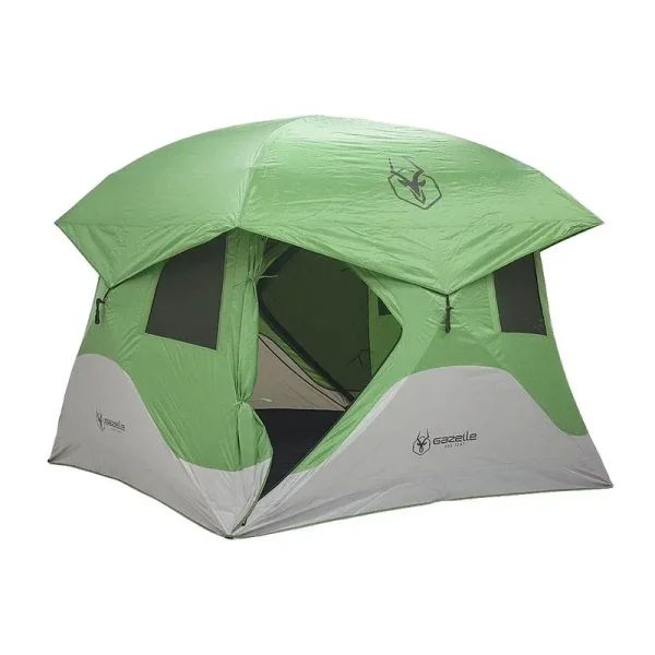 Gazelle Tents T4 8' Heavy Duty Pop up Hub 4 Person Outdoor Camping Tent, Green