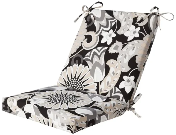 Pillow Perfect Squared Corners Chair Cushion, Graphite