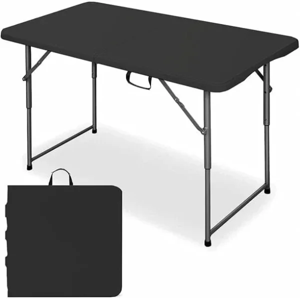 AEDILYS 4ft Portable Plastic Folding Tables for Indoor Outdoor, Black