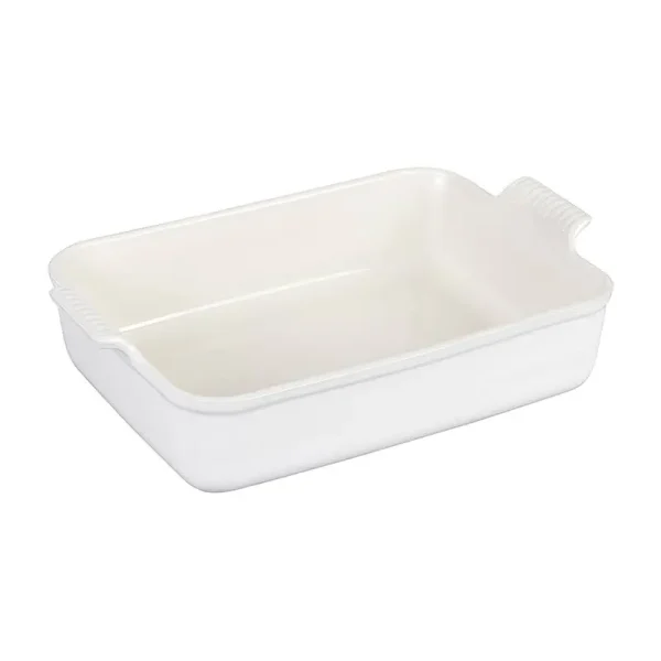 Le Creuset Heritage Lasagna Deep Baker | Stoneware Matte White, 6 3/4 Qt.