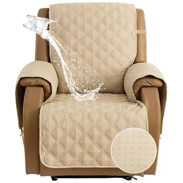 TOMORO Non-Slip Quilted Recliner Cover - 100% Waterproof Recliner Chair Slipcover Furniture Protector with 5 Storage Pockets, Washable Couch Cover