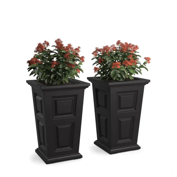 Mayne 7829-B Wyndham 24in Tall Planter - Black 2-Pack