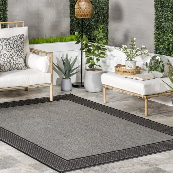 nuLOOM Gris Border Indoor/Outdoor Area Rug - Size: 3' x 4'