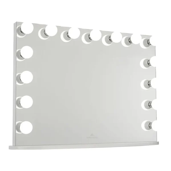 Hollywood Premiere Pro Makeup Mirror with 15 Frosted LED Bulbs Dressing Mirror with Standing Base Impressions Vanity �{ Company Finish: White