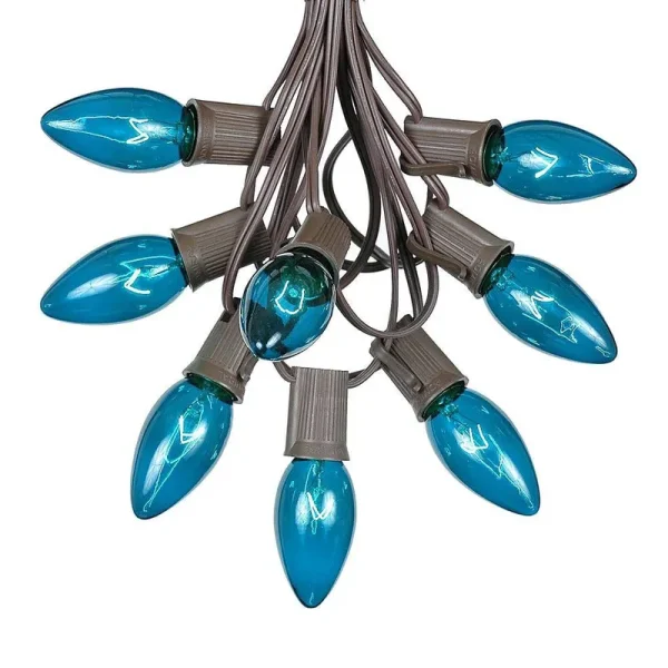 C9 Teal Christmas Lights Set - Indoor/Outdoor Christmas Light String - Christmas Tree Lights - Hanging Christmas Lights - Roofline Light String