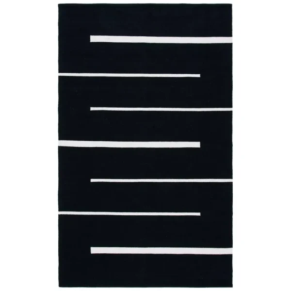 Estremera Striped Handmade Flatweave Cotton Black/White Area Rug Ebern Designs Rug Size: Rectangle 4' x 6'