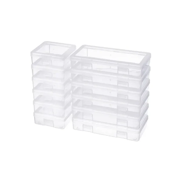 Naivees 6 Pack Storage Containers Small and Medium Plastic Clear Box with Snap-tight Latch for Crayon,Lego,Tool