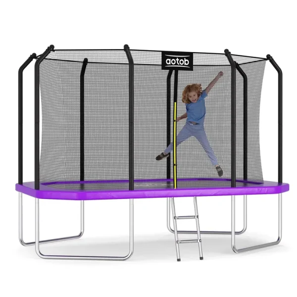AOTOB 14X8FT Rectangle Trampoline - Perfect Outdoor Trampoline for Kids - Gymnastics Style Tranpoline with Enclosure Net - Supports up to 440 lb