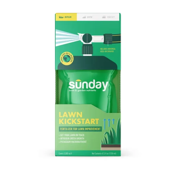 Sunday Lawn Kickstart Lawn Fertilizer - Nitrogen, Iron, Seaweed, and Potassium - 42.3 oz