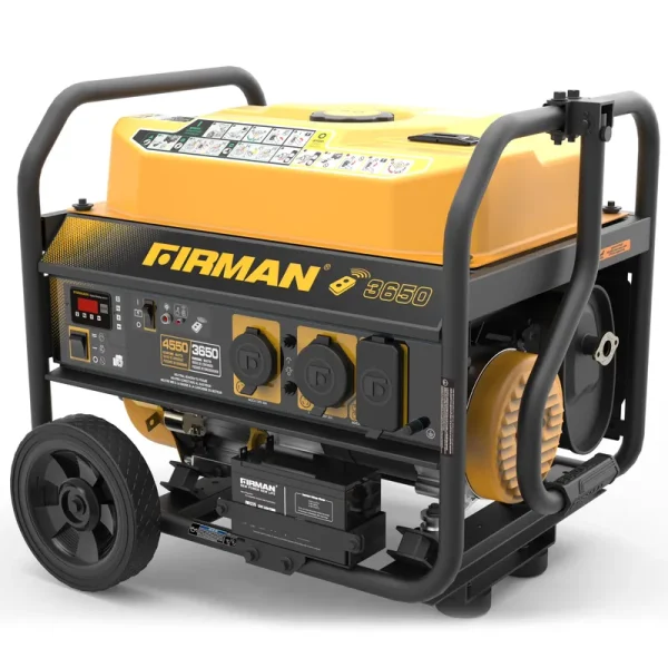 Firman Generators Gas Powered 4550 - 3650W Extend Run Portable Remote Start Generator with Wheel Kit