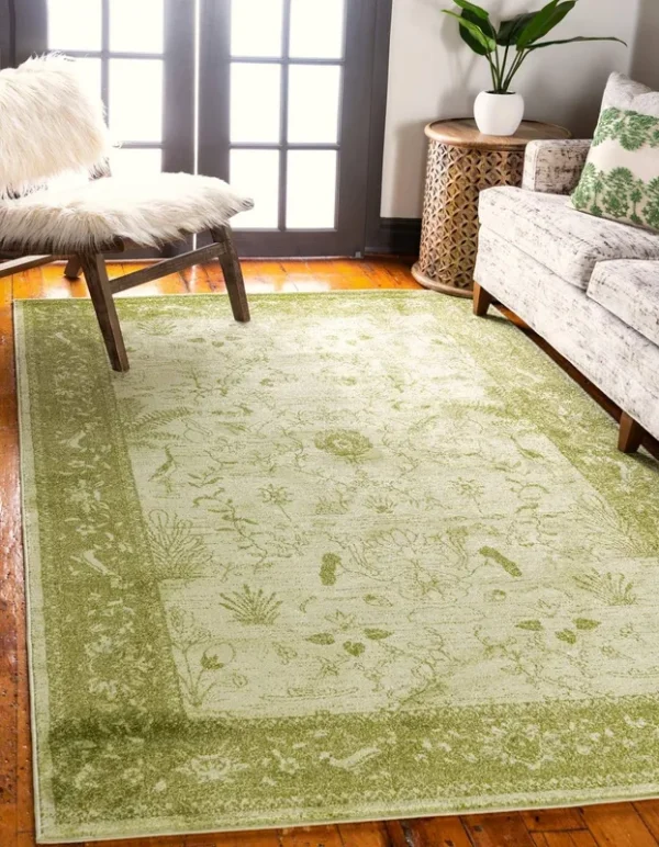 Unique Loom Floral La Jolla Area Rug - 5' x 8' Light Green